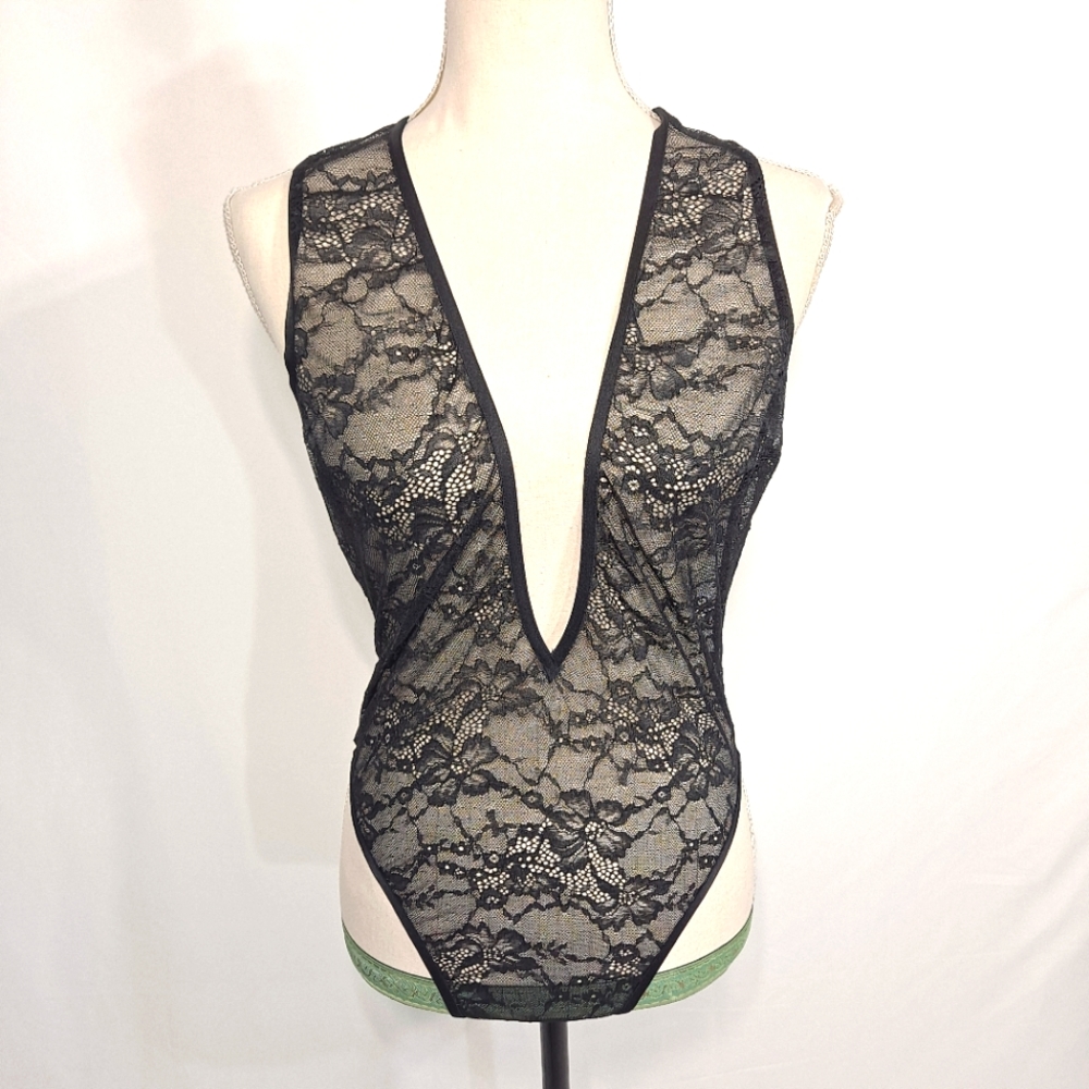 Victoria's Secret Black Mesh Bodysuit NWOT